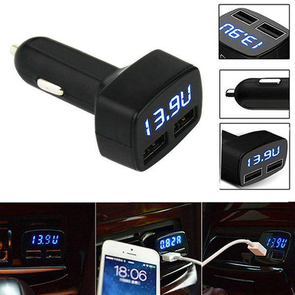 3in1 LED Car Voltmeter 5V Dual USB Car Charger Current Tester Cigarette Socket
