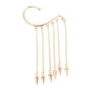 New Gothic Punk Spike Long Dangle Chain Tassel Hook Ear Bone Cuff Clip Earr V5X5
