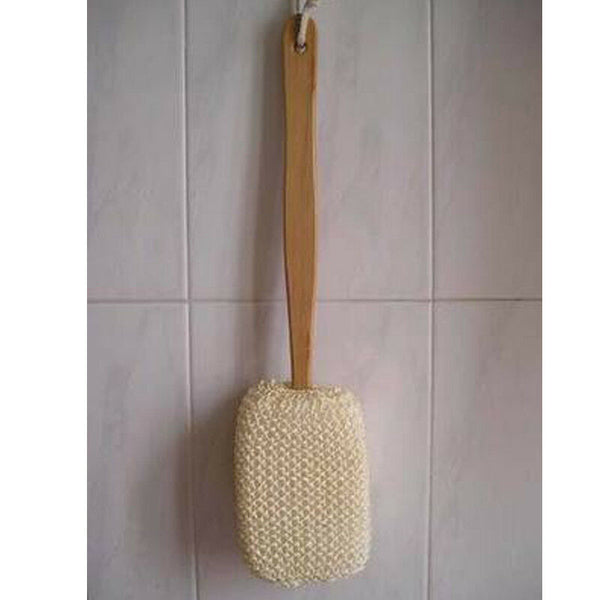 1x Wooden Handle Skin Back Scrubber Spa Body Sponge Shower Bath Sisal Brush