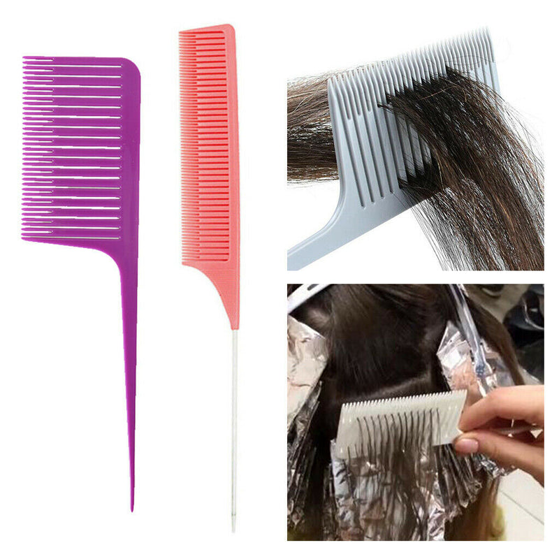 2x Professional Fine&Wide Section Weave Highlighting Foiling Hair Combs