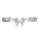 Rhinestone Brooch Bowknot Collar Clip Women Cardigan Pin Jewelry (Black) A