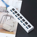 7 Ports USB 3.0 Hub AC Power Adapter Cable with On/Off Switch for PC Laptop