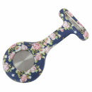 Blue pink Peony pattern Silicone Nurses Brooch Tunic Fob Pocket Watch Stain