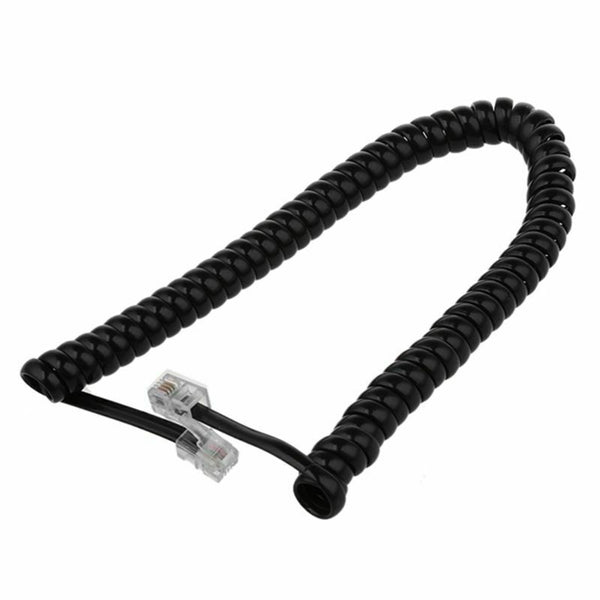 2 m Black Telephone Extension Coil Cable Cord Q6P8