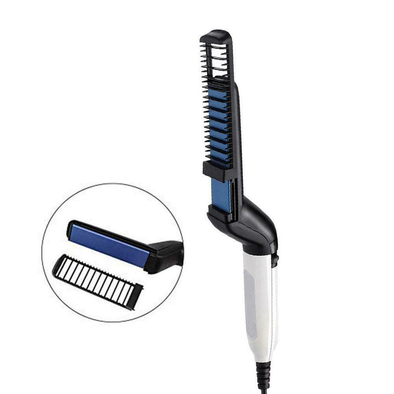 Upgraded Men's Styling Comb Electric Straightener Hair Curler Massage Comb
