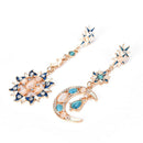 Fashion star sun and moon crystal diamond stud pendant beautiful earrings M&E
