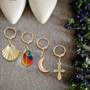 4pcs/Set Cute Seashell Rose Flowers Moon Love Heart Dangle Earrings Drop Cr X8F3