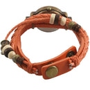 Weave Wrap Around Leather Bracelet Lady Woman Wrist Watch - Yellow U8K4