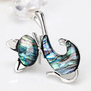 Retro Abalone Shell Brooch Pin Wedding Bridal Bouquet Animal Cat BroochJewelr TE