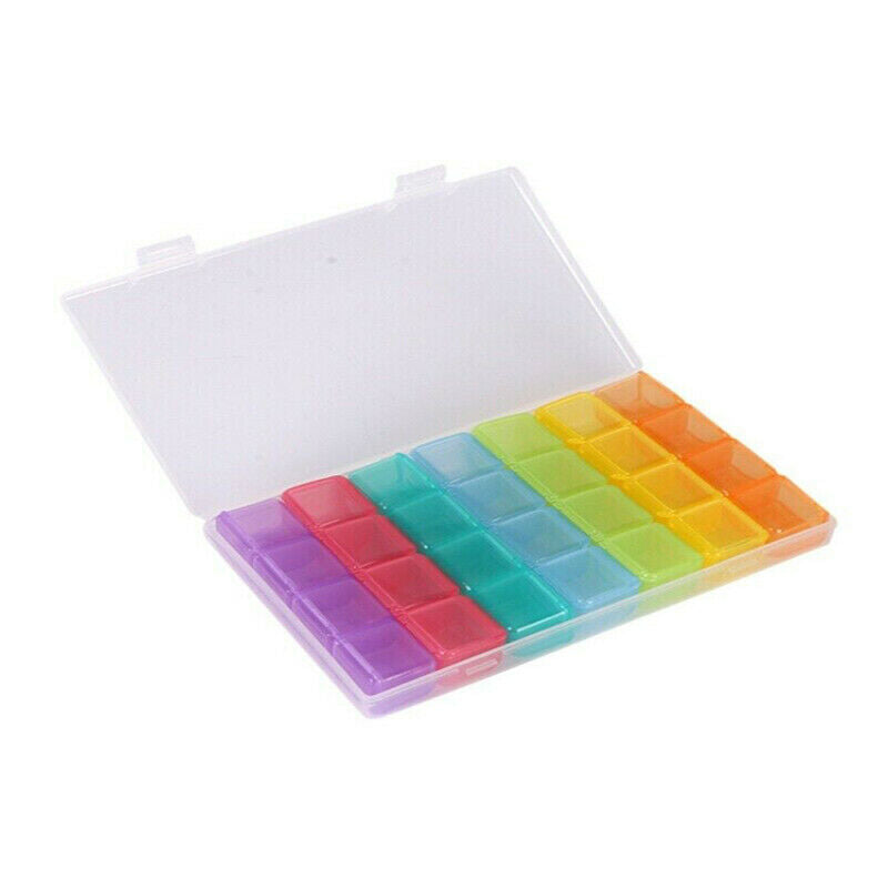 Large 28 Compartment Pill Box 7 Day Medicine Storage Organizer Container Case