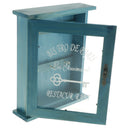 Decorative Key Rack Wooden Key Cabinet with 6 Hooks, 21x6x25cm-Blue