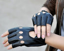 Lady PU Leather Mittens Fingerless Fad Punk Motorcycle Gloves Black B Cy