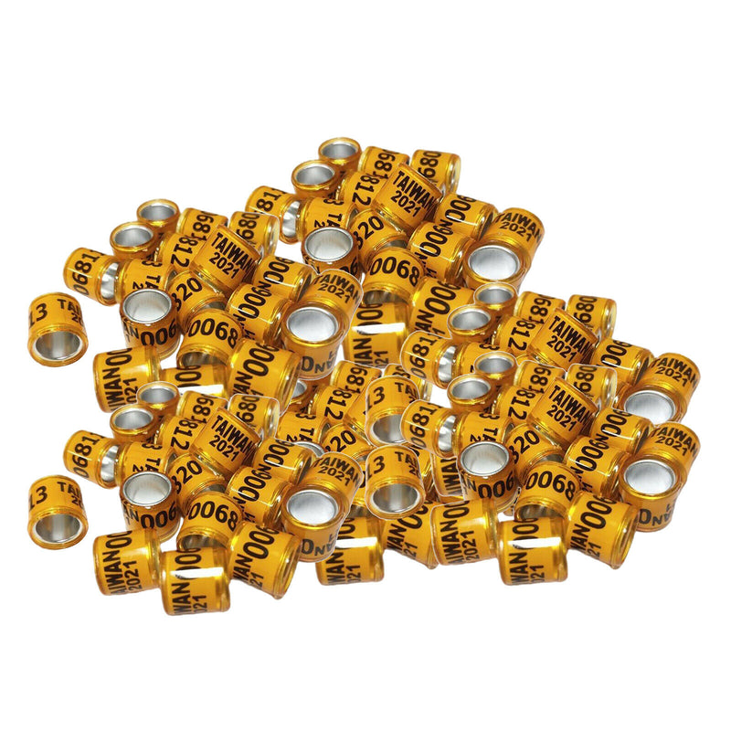 Set of 200 2021 Aluminium Bird Racing Pigeon Foot Rings Bands 8mm Multicolor