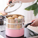 Set of 2 Steamer Basket Kitchen Steamer Pot Prepares Eggs Cooking 20/18cm