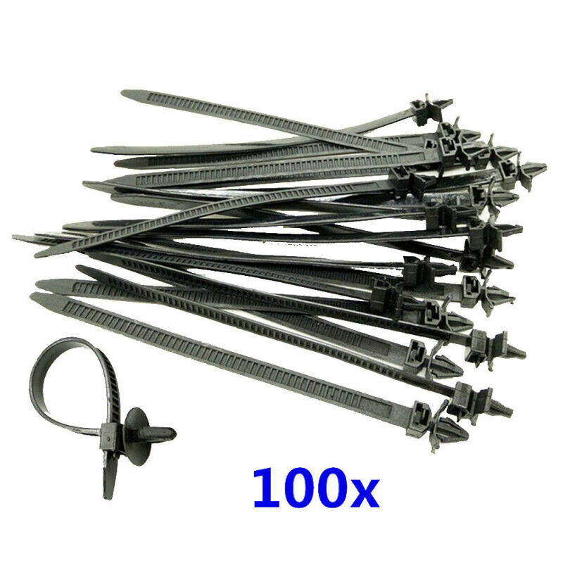 100x Mixed Nylon Cable Tie Bundled Car Wire Harness Line Fastener Zip Clip Band