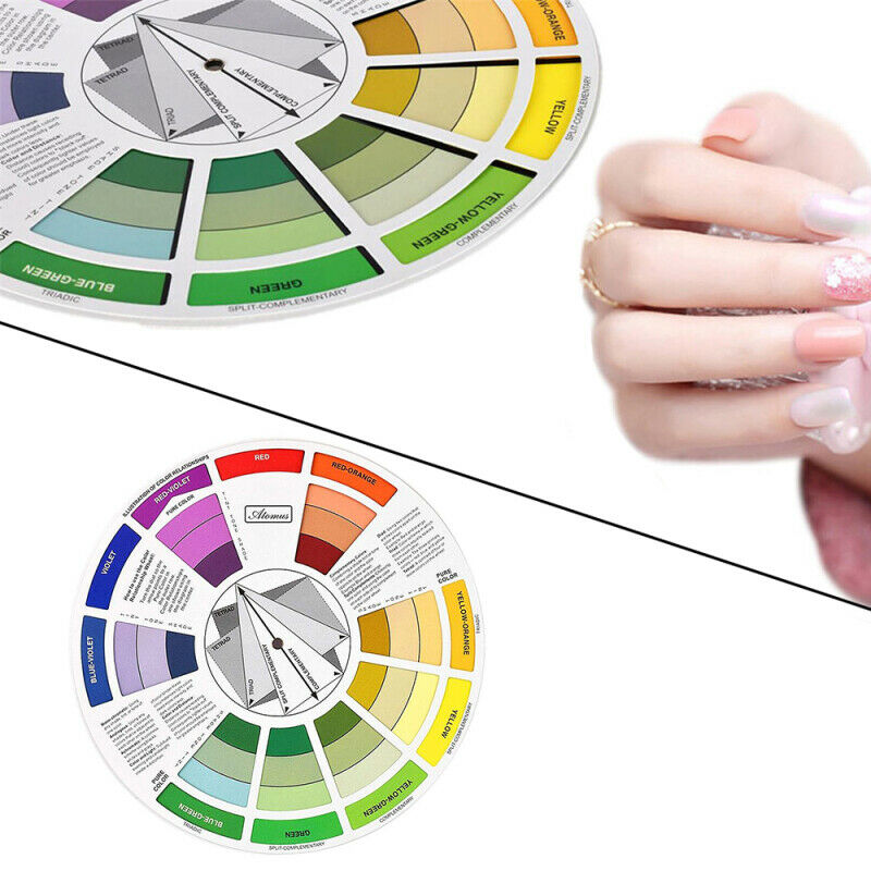 Pro Tattoo Nail Pigment 12 Color Wheel Paper Card Guide Round Circle Rotates