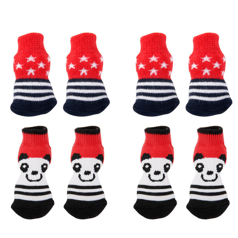 8 Pieces Bear Pattern Pet Dog Puppy Cat Socks with Cute Paw Prints Slippers