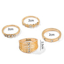 4pcs Geometric Rhinestone Multilayer Knuckle Ring for Women Wedding Jewelry A