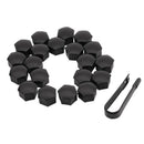 20Pcs 21Mm Car Tire Wheel Bright Black Bolt Nut Covers W/Removal Key Fit fo