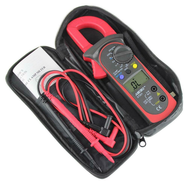Digital LCD Clamp Multimeter Voltmeter Ammeter Ohmmeter Volt Tester Red