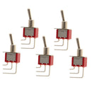 5pcs On/On SPDT Small Mini Toggle Switch 3 PIN Right Angle Red