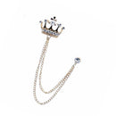 Charming Chain Brooch Crown Crystal Women Mens Tassel Brooch Pin Corsage