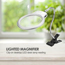 Magnifier Clip-on Lighted Table Desk LED Clamp Lamp 2x 5x Magnifying Glass