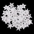 50pcs White Stars Wooden Snowflakes Craft Christmas Tree Hanging Decorations