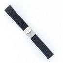 Black Silicone Waterproof Diving Watchband Strap Deployment Clasp 18mm S8G2