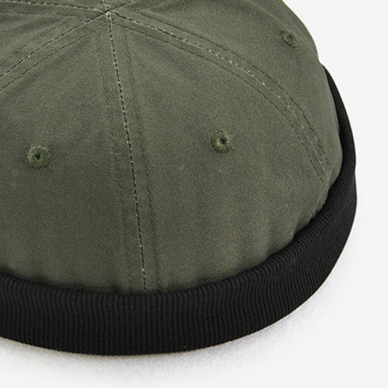 2 Pieces Fashion Cotton Skullcap Retro Roll up Edge Docker Hat Adjustable