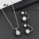Fashion Crystal Ball Waterdrop Necklace Earrings Jewelry Set For Wedding Part FT