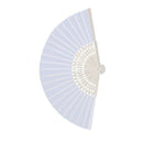 10x fan in white silk fabric + bamboo with gift bag in muslin for wedding p