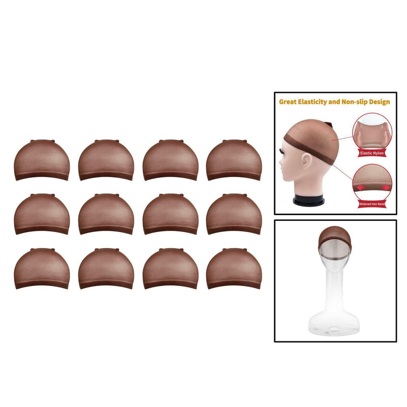 Professional Nylon Wig Stocking Liner Cap In Coffee Breathable for Women Men