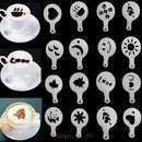 16 Coffee Machine Barista Stencils Template Strew Flowers Pad Duster Spray