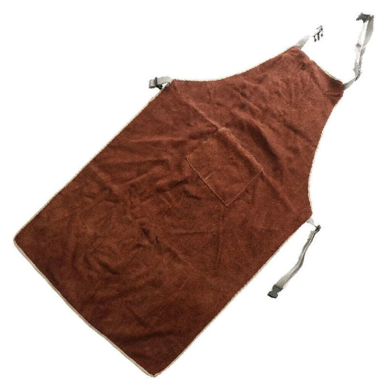 Welder Apron Heat Insulation Welding Artificial Cowhide Brown 95x65cm