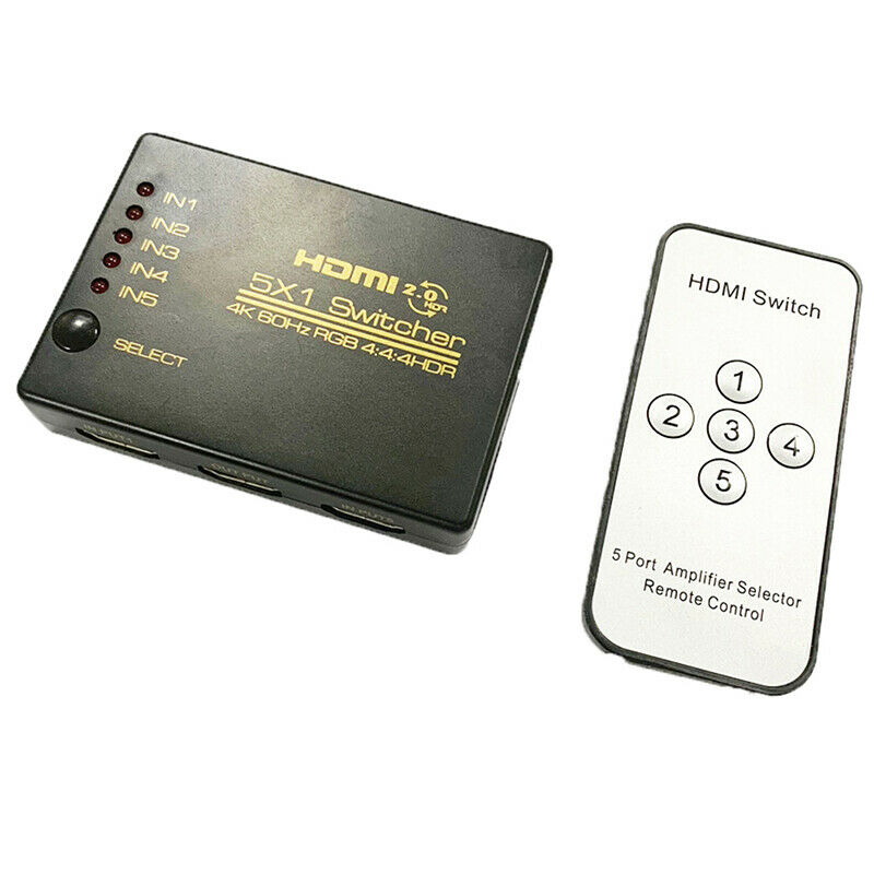 5Port 1080P Video HDMI Switch Switcher Splitter for HDTV DVD TV BOX+ IR Remo%!