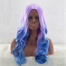 High Temperature Fiber Long Wavy Wigs Women Gradient Middle Part False Hair