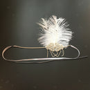 White Feather Flapper Headband w/Tassel 1920s Great   Bridal Headpiece