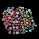 100 Pieces Colorful Round Beads,8mm Glass Crackle Czech Spacer Loose Beads