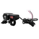 Motorcycle Handlebar Mirror 3.4A Dual USB Charger Adapter with Voltmeter