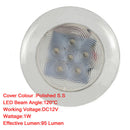 2pcs 12V 0.5W Stainless Steel 6 LED Ceiling Light for Yacht/Caravan/Trailer