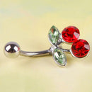 Pretty Rhinestone Red Cherry Navel Belly Button Barbell Ring Body Piercing LJAU