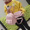 3pcs Women PU Leather Backpack School Bag Shoulder Bag Card Holder(Pink)