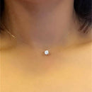 Fashion Women Crystal Necklace Invisible Line Zircon Clavicle Chain NecklacEB3C