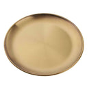 2 Pieces Stainless Steel Salad Fruit Dinner Plate Round Golden Dish 20cm