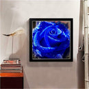 5D Full Drill DIY Blue Rose Diamond Painting Embroidery Round Rhinestones