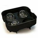 Black 1 set of 2 molds plastic ball shaped ice cubes trays ice cubes with 4