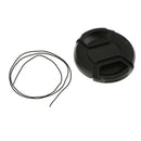Black Camera Lens Cap - Plastic Snap-on Cover Protector with Anti-lost Lanyard