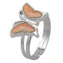 Stainless Steel Cute Butterfly Pendant Ring - Color Change Mood Necklace Choker