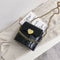 Women Bucket Shoulder Bag Leather Love Buckle Chain Crossbody Bags (Black)